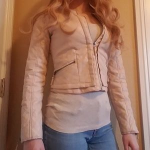 Xhilaration Nude Faux Leather Crop-Top Jacket